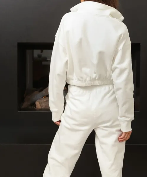 Nia Knits>The Brand Cinched Half Zip White