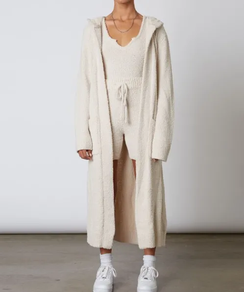 Nia Knits>The Brand Hooded Duster Cardi Natural