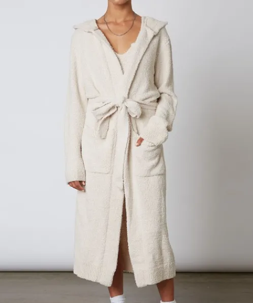 Nia Knits>The Brand Hooded Duster Cardi Natural