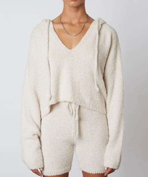 Nia Knits>The Brand Notched Hooded Sweater Natural
