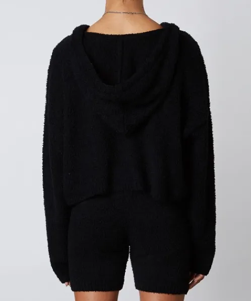 Nia Knits>The Brand Notched Hooded Sweater Black