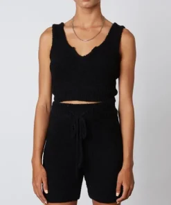 Nia Knits | Tops>The Brand Notched Sweater Tank Black