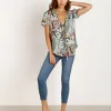 Novella Royale Tops>The Sophie Blouse Sage Floral