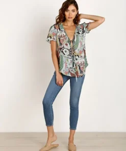 Novella Royale Tops>The Sophie Blouse Sage Floral