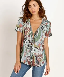 Novella Royale Tops>The Sophie Blouse Sage Floral
