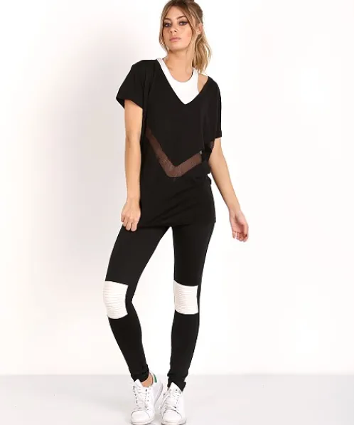 Olympia Activewear Tops>Aden Tee Black/Black Mesh
