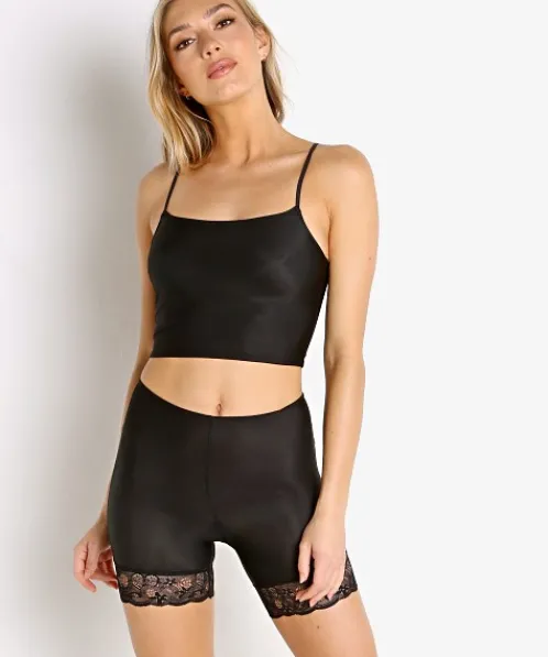 Only Hearts Sleep Shirts>Second Skin Cropped Cami Black