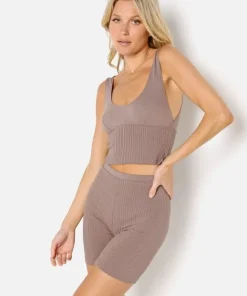 Only Hearts Sleep Shirts>So Fine Eco Rib Cropped Tank Tabac