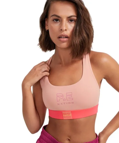 PE NATION Sports Bras>Box Out Sports Bra Coral