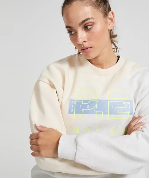 PE NATION Knits>First Position Sweatshirt Pearled Ivory Grey