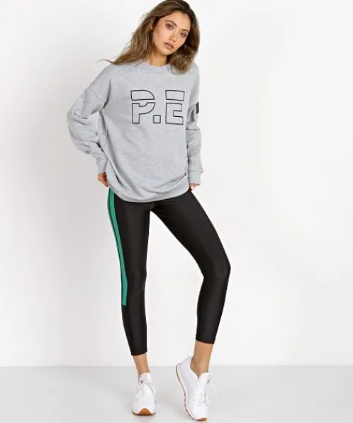 PE NATION Tops>Heads up Sweat Grey Marl