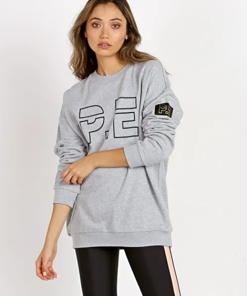PE NATION Tops>Heads up Sweat Grey Marl