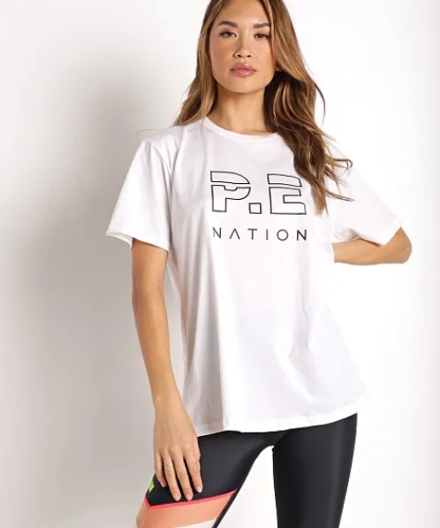 PE NATION Tops>Heads Up Tee White