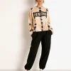 PE NATION Knits>Score Runner Sweatshirt Coral Gold Tie Dye