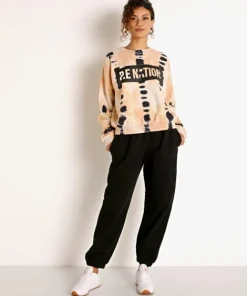 PE NATION Knits>Score Runner Sweatshirt Coral Gold Tie Dye