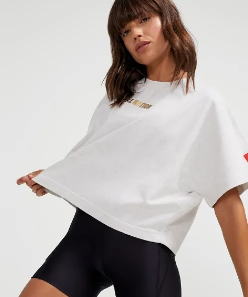 PE NATION Tops>Sweeper Tee Grey Marl