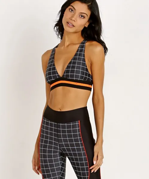 PE NATION Sports Bras>The Wicket Keeper Crop Black/White Print
