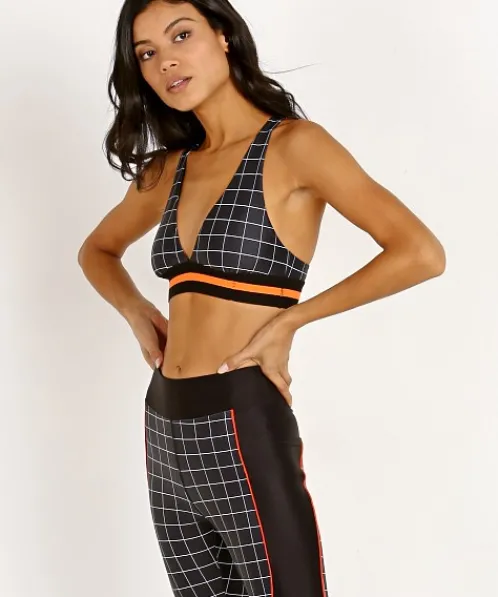 PE NATION Sports Bras>The Wicket Keeper Crop Black/White Print