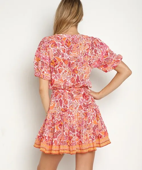 Poupette St. Barth Dresses>Mini Bona V Red Chagal