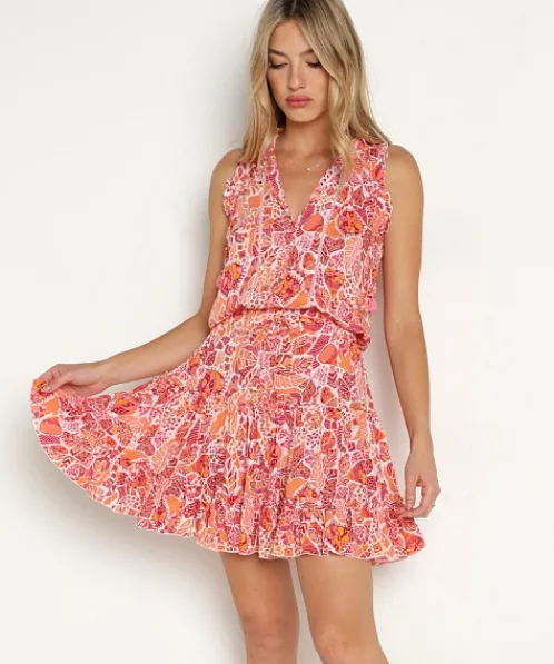 Poupette St. Barth Dresses>Mini Clara V Red Chagal
