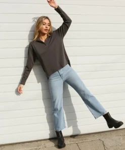 Richer Poorer Tops>Relaxed Long Sleeve Polo Stretch Limo