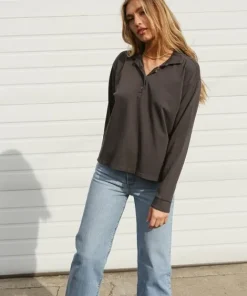 Richer Poorer Tops>Relaxed Long Sleeve Polo Stretch Limo