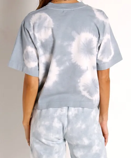 Richer Poorer Tops>Relaxed SS Crop Tee Blue Mirage Tie Dye