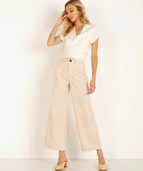 Rollas Tops>Delilah S/S Linen Blouse Cream