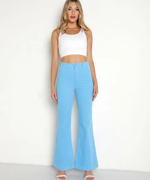 Rollas Pants>Eastcoast Flare Bluebird Cord