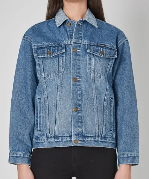 Rollas Jackets>Slouch Jean Jacket Tumbled Blue
