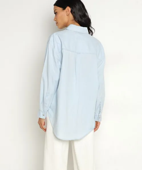 Rollas Tops>Super Slouch Shirt Light Blue