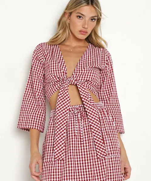 Rue Stiic Tops>Aila Blouse Red Check