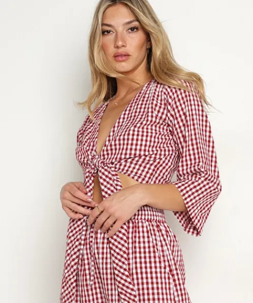 Rue Stiic Tops>Aila Blouse Red Check