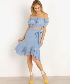 Rue Stiic Skirts>Monterey Skirt French Blue Stripe