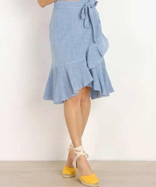 Rue Stiic Skirts>Monterey Skirt French Blue Stripe