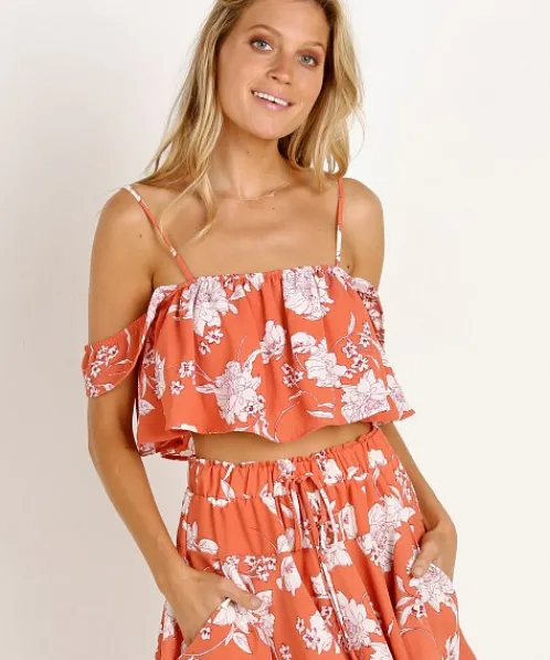 Sage The Label Tops>Senora Crop Peach/Ivory