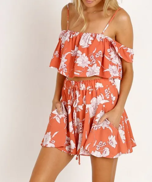 Sage The Label Tops>Senora Crop Peach/Ivory
