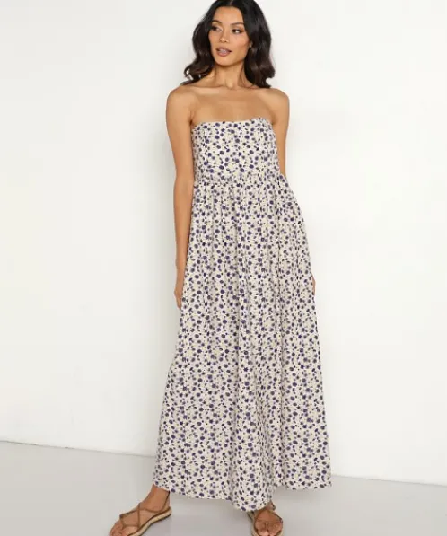 Saint Helena Dresses>Margaux Soiree Dress Ocean Floral