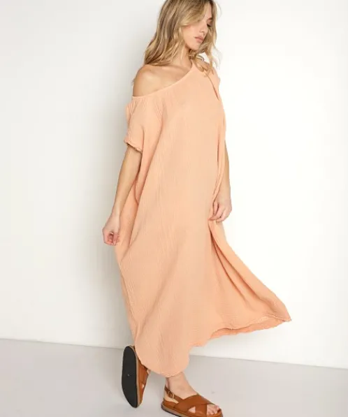 9seed Dresses | Cover Ups>Moonstone Off Shoulder Caftan Maxi Terracotta