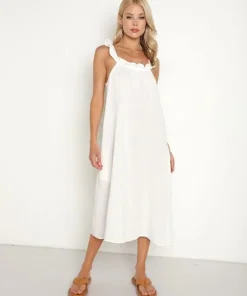 9seed Dresses>Roma Flutter Sleeve House Dress White