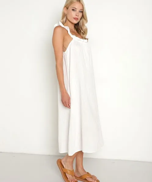 9seed Dresses>Roma Flutter Sleeve House Dress White