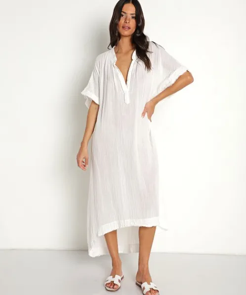 9seed Dresses>Tunisia Caftan White