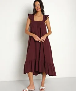 9seed Dresses>Tuscany Reversible Dress Oxblood
