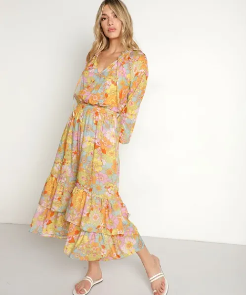 Show Me Your Mumu Dresses>Cait Midi Dress Groovy Blooms
