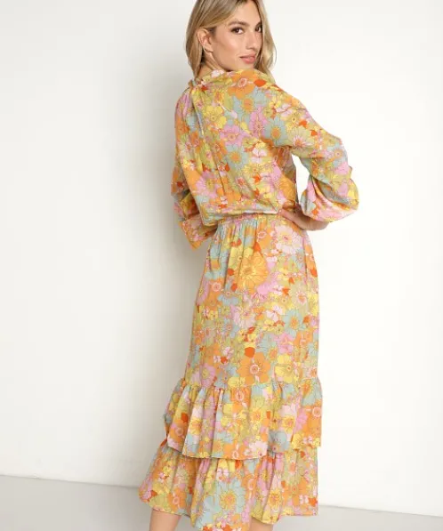 Show Me Your Mumu Dresses>Cait Midi Dress Groovy Blooms