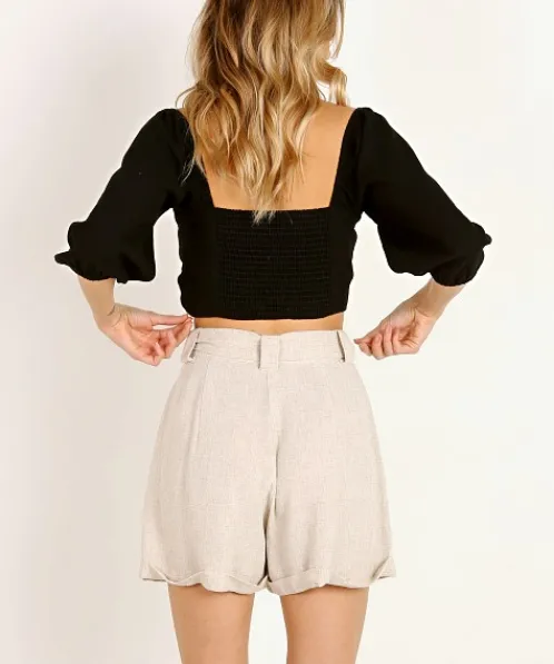Show Me Your Mumu Shorts>Hadley Shorts Cream Linen