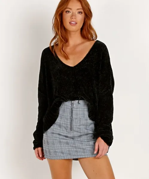 Show Me Your Mumu Knits>Hug Me Crop Sweater Black