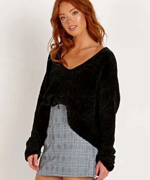 Show Me Your Mumu Knits>Hug Me Crop Sweater Black