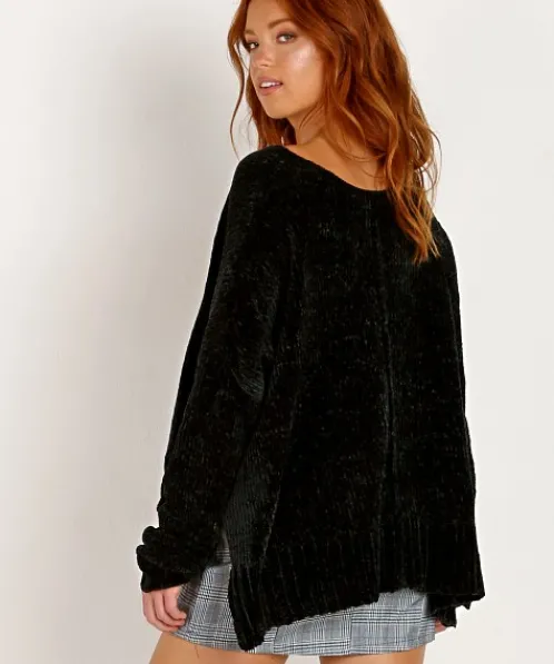 Show Me Your Mumu Knits>Hug Me Crop Sweater Black