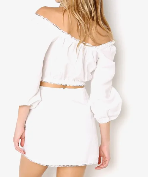 Show Me Your Mumu Skirts>Iva Wrap Skirt White Linen